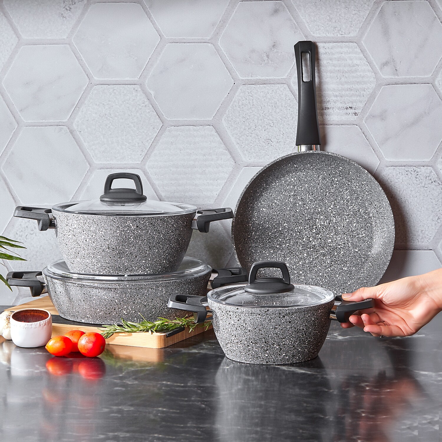 Karaca Biogranit Gray New 7 Piece Cookware Set